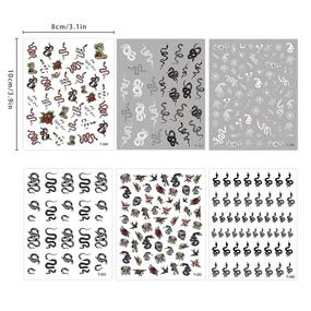 img 3 attached to 🐍 Elevate Your Nail Game with EBANKU Snake Nail Art Stickers: 3D Self-Adhesive, Hot Snake Patterns for DIY Manicure Design and Decoration for Women and Girls