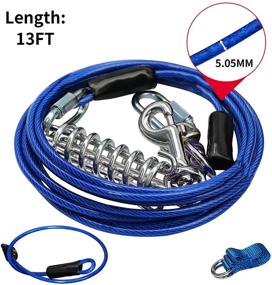 img 3 attached to Stainless Steel Dog Tie Out Cable - 11.5 FT/350 cm Length, 🐶 PVC Coated, Blue - Ideal for Small to Medium Pets Up to 75 lbs