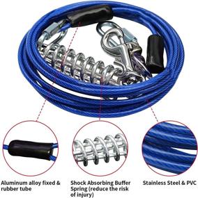 img 1 attached to Stainless Steel Dog Tie Out Cable - 11.5 FT/350 cm Length, 🐶 PVC Coated, Blue - Ideal for Small to Medium Pets Up to 75 lbs