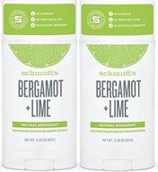 🌿 schmidt's deodorant stick bergamot + lime 3.25 oz (pack of 2) - aluminum-free, vegan, natural and cruelty-free logo