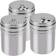 🌶️ outgeek 3pcs airtight spice shaker set – top rotatable seasoning bottles for kitchen gadget (silver) logo