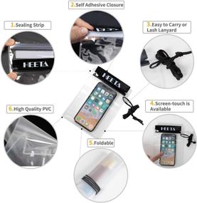 img 1 attached to 📷 HEETA 5-Pack Clear Waterproof Dry Bag for Camera Mobile Phone Maps - Water Tight Pouch Cases for Kayaking Boating Document Holder