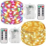 🌟 2 pack led string lights: 33ft battery powered fairy lights with 8 modes remote control & timer for wedding, christmas, outdoor - waterproof copper wire twinkle lights (100 leds) логотип