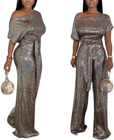 img 2 attached to 💃 Womens Glitter Sequins Pullover Top + Metallic Shiny Bodycon Pants: Perfect Party Clubwear Set