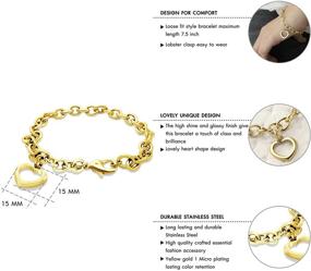 img 1 attached to 💖 Women's Stainless Steel Heart-shaped Charm Chain Bracelet - 555Jewelry