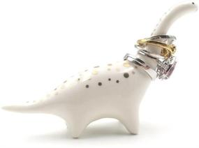 img 4 attached to 🦕 OYLZ Cute Ceramic Dinosaur Ring Holder for Jewelry, Engagement and Wedding Rings - Display Stand