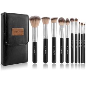 img 4 attached to SHANY Black OMBRÉ Pro 10 Piece Essential Brush Set with Travel Pouch