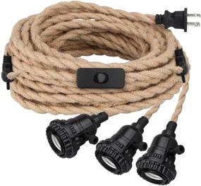 img 4 attached to 🔌 22.5ft Hemp Rope Triple Pendant Light Cord Kit with Independent Switch - Vintage Hanging Lighting Fixture, Plug-in, Socket Set E26 E27 - Great for DIY Projects