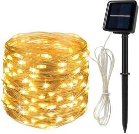 img 4 attached to 🌞 Solar String Lights Outdoor: 65.6 Ft 200 LED Christmas Decorations with 8 Modes - Waterproof Copper Wire Lights for Patio, Yard, Trees, Xmas, Wedding Party