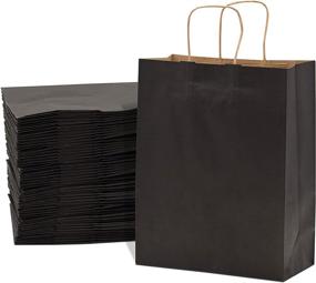img 4 attached to 🛍️ Retail Store Fixtures & Equipment: Black Paper Bags with Handles for Merchandise