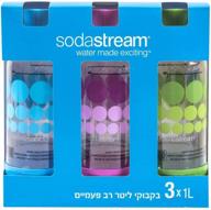 🥤 long-lasting sodastream three pack of 1 liter carbonating bottles in vibrant purple, blue, and green - 2-year lifespan logo