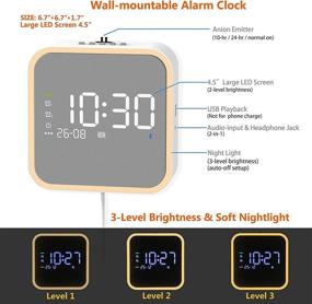 img 2 attached to KEiiD Alarm Clock Radios Speaker - FM радио со встроенным Bluetooth 5.0, функцией отсрочки сигнала, таймером сна, регулировкой яркости ночного света, USB-плеером формата Mp3, линией входа AUX, разъемом для наушников, 30 предустановленных радиостанций FM, подходит для установки на стену.