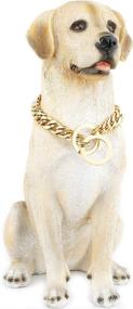 img 1 attached to 🐶 Rulahomeware Cuban Link Dog Collar, Gold Chain, 12/15mm Width, 12-26" Length, Ideal for Training and Walking (Limited Stock)