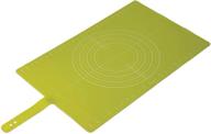green silicone roll-up pastry mat with measurements by joseph joseph logo