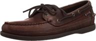 коричневые кожаные лоферы sebago schooner логотип