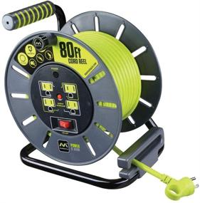 img 4 attached to Masterplug OLA801114G4SL-US 80FT Large Cord Reel - Lime Green, Efficient Cable Management Solution