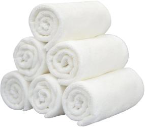 img 2 attached to 🛀 Wealuxe Soft Absorbent Cotton Washcloths - 48 Pack White Face Towels - 12x12 Inch - Bathroom Essential