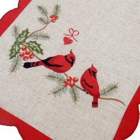 img 1 attached to 🎄 Рождественский красный птицы Кардинал бегунок на стол Grelucgo, вышитый, прямоугольный 15 x 70 дюймов.