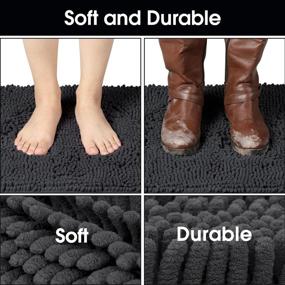 img 1 attached to 🏠 HOMEIDEAS Durable Chenille Water Absorbent Door Mat Indoor - 24"x36" Soft Rug for Shoes and Dog Paws, Traps Mud & Moisture- Machine Washable Doormat for Entryway, Garage - Dark Gray, Charcoal