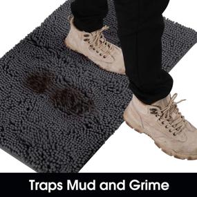 img 2 attached to 🏠 HOMEIDEAS Durable Chenille Water Absorbent Door Mat Indoor - 24"x36" Soft Rug for Shoes and Dog Paws, Traps Mud & Moisture- Machine Washable Doormat for Entryway, Garage - Dark Gray, Charcoal