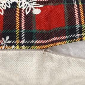 img 1 attached to 🎄 CDWERD Christmas Tartan Plaid Pillow Covers - Set of 4, 18x18 Inches, Farmhouse Decorative Throw Pillowcases, Cotton Linen Cushion Cases for Home Décor