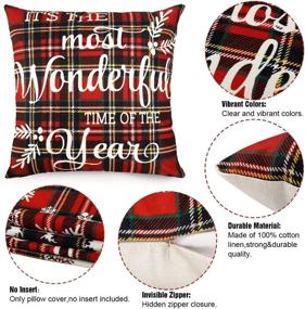 img 2 attached to 🎄 CDWERD Christmas Tartan Plaid Pillow Covers - Set of 4, 18x18 Inches, Farmhouse Decorative Throw Pillowcases, Cotton Linen Cushion Cases for Home Décor