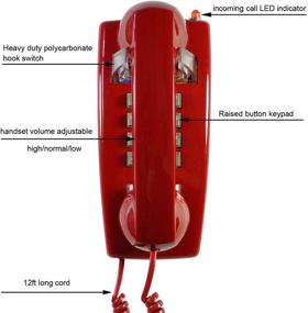 img 3 attached to 📞 Телефон TelPal красного цвета - аналоговый проводной телефон с громким традиционным звонком и регулировкой громкости трубки, классический стационарный телефон для крепления на стену - требуется установка на стену.