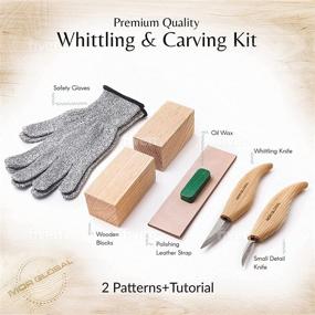 img 2 attached to 🔪 Complete 10-pc Wood Carving Whittling Tools Kit - Knives, Tutorials, Patterns, Gloves, Wax, Sharpening Skin, Basswood Blocks - Whittling Knife Woodworking Tool Set