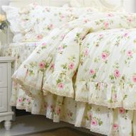 🌸 fadfay rosette floral print duvet cover set: princess lace ruffle bedding for girls - 3-piece full size set logo