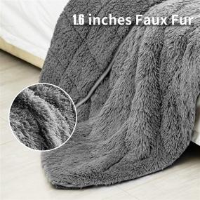 img 1 attached to 🛏️ immtree Shaggy Faux Fur Weighted Blanket 15lbs for Adults, immtree Luxurious Cozy Long Hair Heavy Blanket 48"×72" in Grey, Fluffy Plush Sherpa Super Soft for Bed, Couch, Sofa, Home Decoration