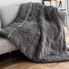 img 4 attached to 🛏️ immtree Shaggy Faux Fur Weighted Blanket 15lbs for Adults, immtree Luxurious Cozy Long Hair Heavy Blanket 48"×72" in Grey, Fluffy Plush Sherpa Super Soft for Bed, Couch, Sofa, Home Decoration