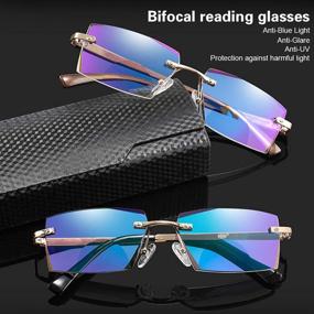 img 1 attached to Stylish Rimless Bifocal Reading Glasses: Blue Light Blocking, Anti Glare Eyewear for Ultimate Eye Protection