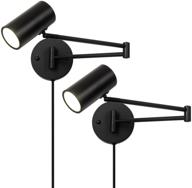 💡 black swivel arm led wall sconce set - modern plug-in lighting for bedroom and living room логотип