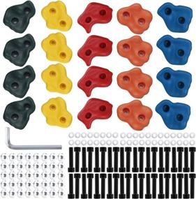 img 4 attached to 🧗 KINYONG 20 Climbing Holds for Kids - Safety Rock Plugs, Mounting Screws & Hardware - Indoor/Outdoor Play Set Use
