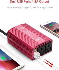 img 2 attached to 🚗 BESTEK 300W Car Power Inverter - DC 12V to 110V AC Converter with USB-C PD, Cigarette Lighter Plug, Dual 2.4A USB Ports, 2 AC Charger Outlets, Total 4.8A Output - Red