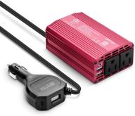 🚗 bestek 300w car power inverter - dc 12v to 110v ac converter with usb-c pd, cigarette lighter plug, dual 2.4a usb ports, 2 ac charger outlets, total 4.8a output - red logo