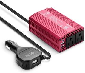 img 4 attached to 🚗 BESTEK 300W Car Power Inverter - DC 12V to 110V AC Converter with USB-C PD, Cigarette Lighter Plug, Dual 2.4A USB Ports, 2 AC Charger Outlets, Total 4.8A Output - Red