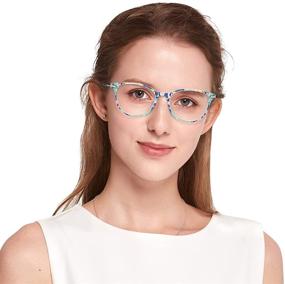 img 3 attached to 👓 Stylish Floral Print Blue Light Blocking Reading Glasses for Women with Spring Hinge and Anti-Glare Technology