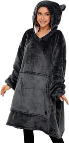 img 3 attached to 🐩 THREE POODLE Wearable Blanket Hoodie: Oversized Hooded Blanket with Big Pocket for Women Men Adults – Super Warm, Soft, and Cozy Sherpa Blanket Sweatshirt