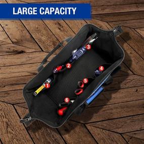 img 2 attached to 🔧 18-inch Close Top Wide Mouth Storage Tool Bag by WORKPRO - Adjustable Shoulder Strap and Sturdy Bottom for Enhanced Durability