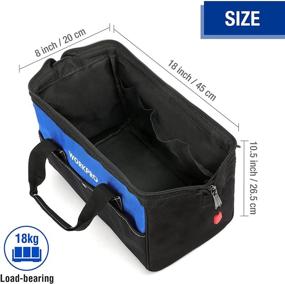 img 3 attached to 🔧 18-inch Close Top Wide Mouth Storage Tool Bag by WORKPRO - Adjustable Shoulder Strap and Sturdy Bottom for Enhanced Durability