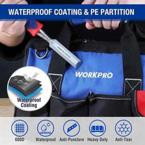 img 1 attached to 🔧 18-inch Close Top Wide Mouth Storage Tool Bag by WORKPRO - Adjustable Shoulder Strap and Sturdy Bottom for Enhanced Durability