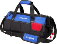 🔧 18-inch close top wide mouth storage tool bag by workpro - adjustable shoulder strap and sturdy bottom for enhanced durability logo