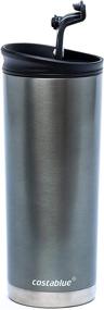 img 1 attached to ☕ Costablue 16 oz. Stainless Steel Thermal Travel Mug: Vacuum Insulated, Easy to Clean, Leak Proof Lid, Silver Shadow