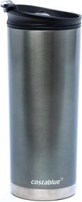 img 4 attached to ☕ Costablue 16 oz. Stainless Steel Thermal Travel Mug: Vacuum Insulated, Easy to Clean, Leak Proof Lid, Silver Shadow