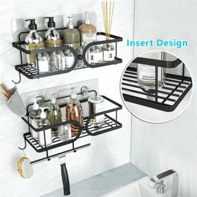 img 2 attached to 🚿 TOMIR Shower Caddy Basket with Hooks | Wall Mounted Bathroom Shelves for Hanging Brush | Adhesive Shower Rack Holder Organizer | No Drill Kitchen Bath Rack | Stainless 304 | Storage Shampoo Accessories