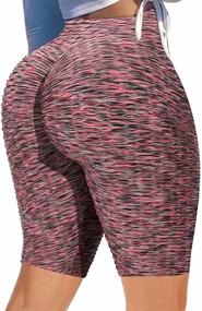 img 4 attached to 🍑 Ultimate Women's Ruched Yoga Shorts: Butt-Lifting, High-Waist, Tummy-Control Workout Leggings for a Sculpted Figure