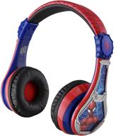 🕷️ spiderman far from home kids bluetooth headphones - wireless, foldable, rechargeable, with microphone - kid friendly sound & bonus detachable cord logo