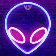 👽 vibrant blue alien neon sign: battery & usb operated wall décor light for kids' bedrooms логотип