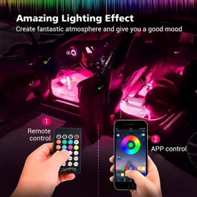 img 2 attached to 🚗 MICTUNING RGB Car Interior Lights - Upgraded 2-in-1 Design - 4pcs 48 LED Strip with APP and Remote - Music Sync - Waterproof Multicolor Under Dash Lighting Kit - Car Charger DC 12V